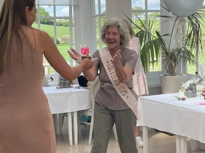 80th birthday celebration at Downham Hall Essex with afternoon tea and family gathering